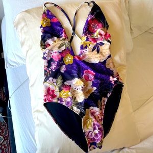 Floral deep V one piece swimsuit - NEVER WORN